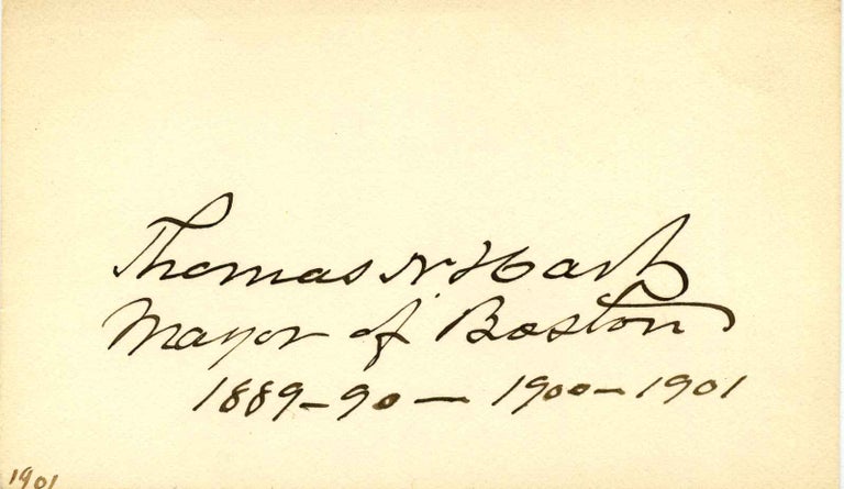 Item #002588 Small card signed by Thomas N. Hart. Thomas N. Hart.