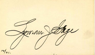 Item #002595 Small card signed by Lyman J. Gage. Lyman J. Gage