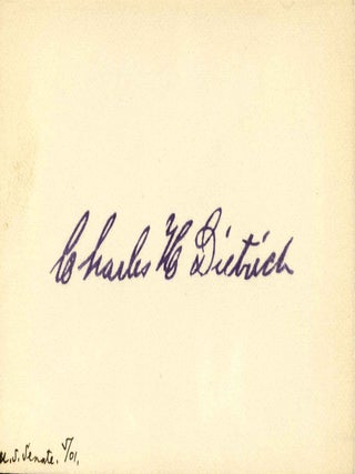 Item #002630 Small card signed by Charles H. Dietrich. Charles H. Dietrich