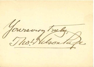 Item #002781 Card Signed by Thomas Nelson Page. Thomas N. Page