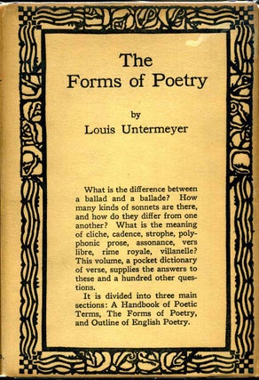 Item #002985 THE FORMS OF POETRY. A Pocket Dictionary of Verse. Inscribed by Louis Untermeyer....