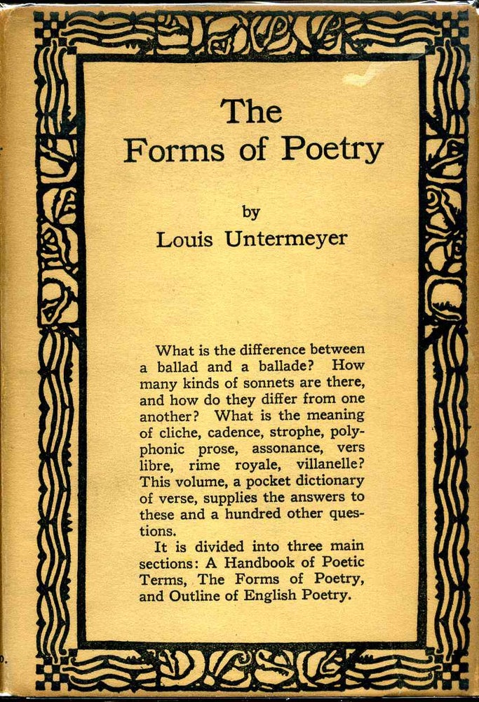 Item #002985 THE FORMS OF POETRY. A Pocket Dictionary of Verse. Inscribed by Louis Untermeyer. Louis Untermeyer.