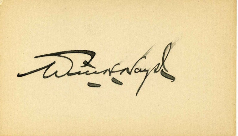 Item #003650 Small card autographed by William Harrison Hays (1879-1954). William Harrison Hays.