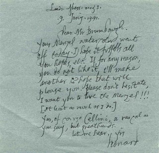 Collection of five related letters handwritten and signed by Leonard Baskin (1922-2000).