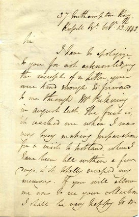 Item #004261 Letter handwritten and signed by Henry Shaw (1800-1873). Henry Shaw