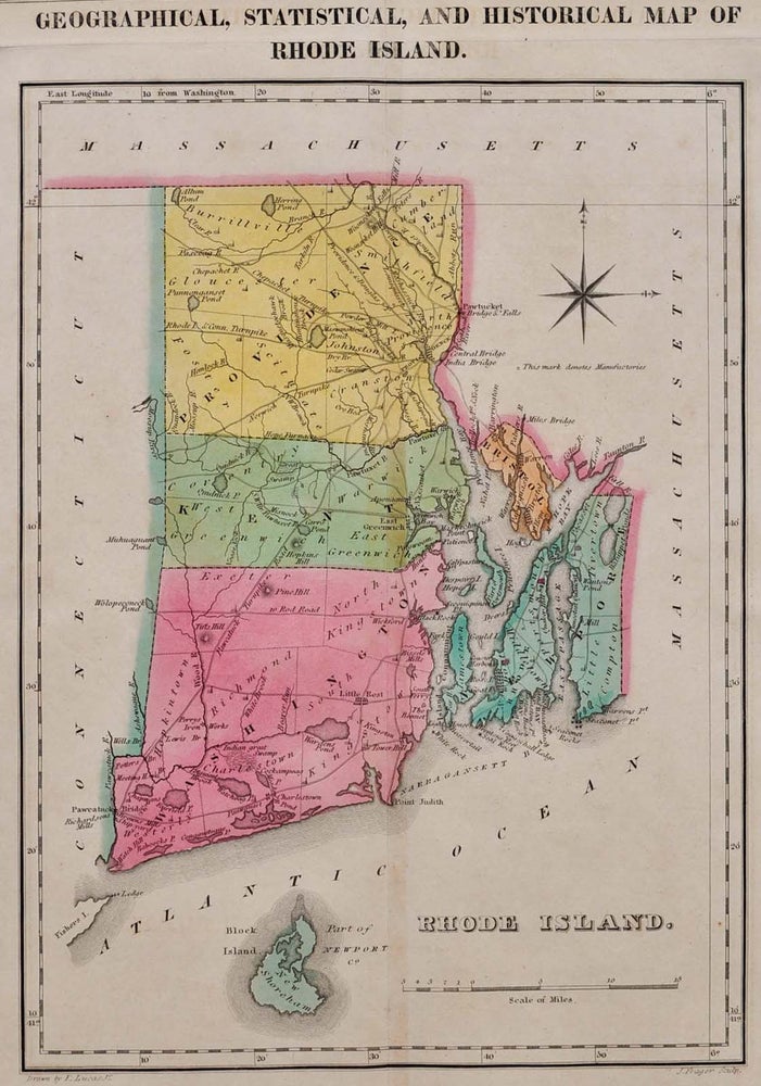 Item #005196 GEOGRAPHICAL, STATISTICAL, AND HISTORICAL MAP OF RHODE ISLAND. Henry Charles Carey, Isaac Lea.