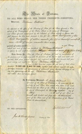 Item #005319 Partly printed document signed by James Whitcomb (1795-1852). James Whitcomb