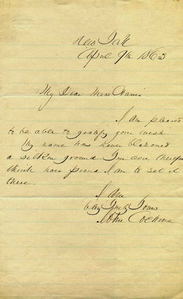 Item #005624 Autograph Letter Handwritten and Signed by John Cochrane (1813-1917). General John...