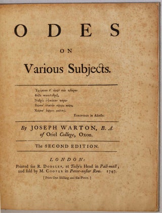 ODES ON VARIOUS SUBJECTS.