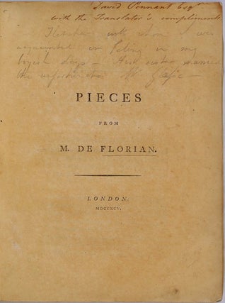 Item #005675 PIECES FROM M. DE FLORIAN. Jean Pierre Claris de Florian