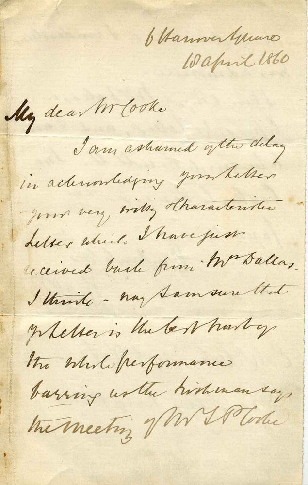 Item #005695 Letter handwritten and signed by Thomas Page (1803-1877). Thomas Page.
