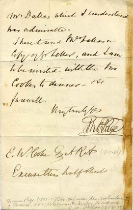 Letter handwritten and signed by Thomas Page (1803-1877).
