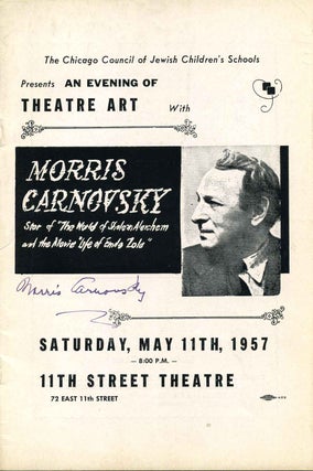 Item #007561 Stagebill (Program) signed by Morris Carnovsky (1897-1992). Star of "The World of...