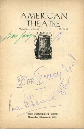 Item #007571 Signed American Theatre Stagebill (Program); "The Constant Wife." Katharine Cornell,...