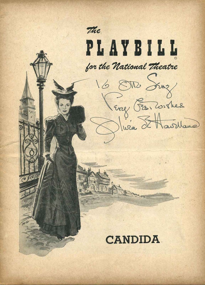 Item #007573 Stagebill signed by Olivia de Havilland for performance of Bernard Shaw's "Candida." Olivia de Havilland.