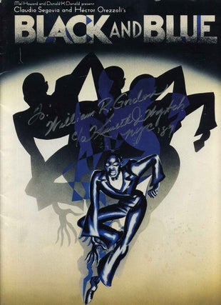 Item #008090 BLACK AND BLUE. Souvenir Program from 1987 signed by 16 members of the cast. Claudio...