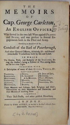 Item #008100 THE MEMOIRS OF CAP. GEORGE CARLETON, An English Officer, Who served in the two last...