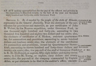 LAWS OF THE STATE OF ILLINOIS, Passed by the Fifteenth General Assembly, at Their Session begun and held in the City of Springfield, December 7, 1846 [with] LAWS...ILLINOIS, Passed...First Session of the Sixteenth General Assembly...January 1, 1849.