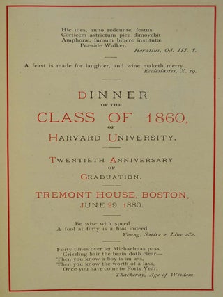 HARVARD COLLEGE. Report of the Class of 1860. 1860-1880.