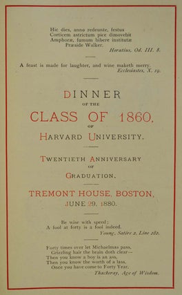HARVARD COLLEGE. Report of the Class of 1860. 1860-1880.
