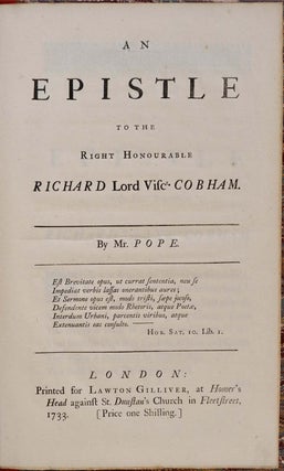 AN EPISTLE TO THE RIGHT HONOURABLE RICHARD LORD VISCT. COBHAM. Of the Knowledge and Characters of Men.