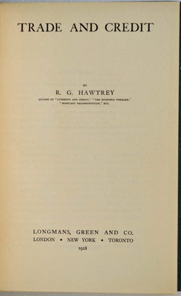 Item #011582 TRADE AND CREDIT. R. G. Hawtrey