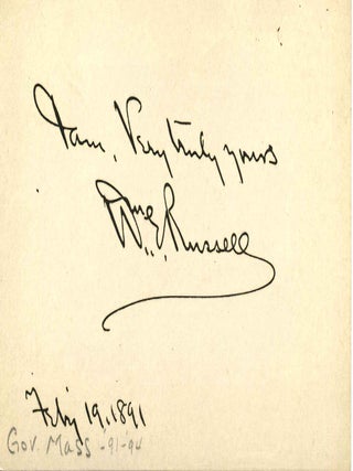 Item #011669 Small Card Signed by William E. Russell (1857-1896). William Eustis Russell