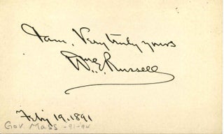 Item #011669 Small Card Signed by William E. Russell. William Eustis Russell