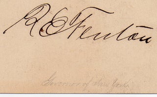 Item #011675 Small Card Signed by Reuben E. Fenton (1819-1885). Reuben E. Fenton