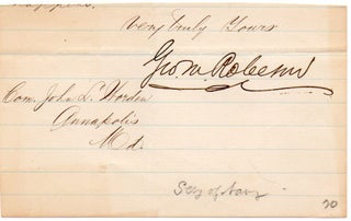 Item #011681 Small Piece of Paper Signed by George Maxwell Robeson (1829-1897). George M. Robeson