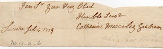 Item #011724 Autograph of Catharine Macaulay Graham (1731-1791) clipped from a letter. Catharine...