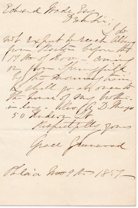 Item #011727 One page letter handwritten and signed by Grace Greenwood, pseudonym of Sarah Jane...