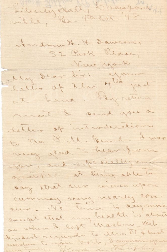 Item #011731 One page letter handwriten and signed by Alexander H. Stephens (1812-1883). Alexander H. Stephens.