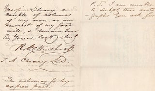 Item #011732 Two page letter handwritten and signed by Robert C. Winthrop (1809-1894). Robert C....