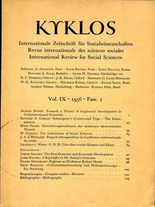 Item #012701 KYKLOS. Internationale Zeitschrift fur Sozialwissenschaften. Revue internationale...