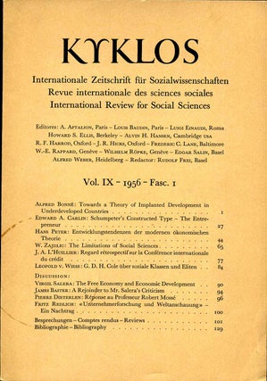 Item #012701 KYKLOS. Internationale Zeitschrift fur Sozialwissenschaften. Revue internationale...