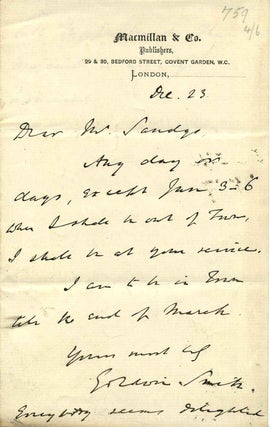SHAKESPEARE: The Man. An Attempt to Find Traces of the Dramatist's Personal Character in His Dramas. With a letter handwritten and signed by Goldwin Smith.