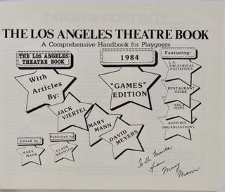 THE LOS ANGELES THEATRE BOOK. A Comprehensive Handbook for Playgoers. Signed by Mary Mann.