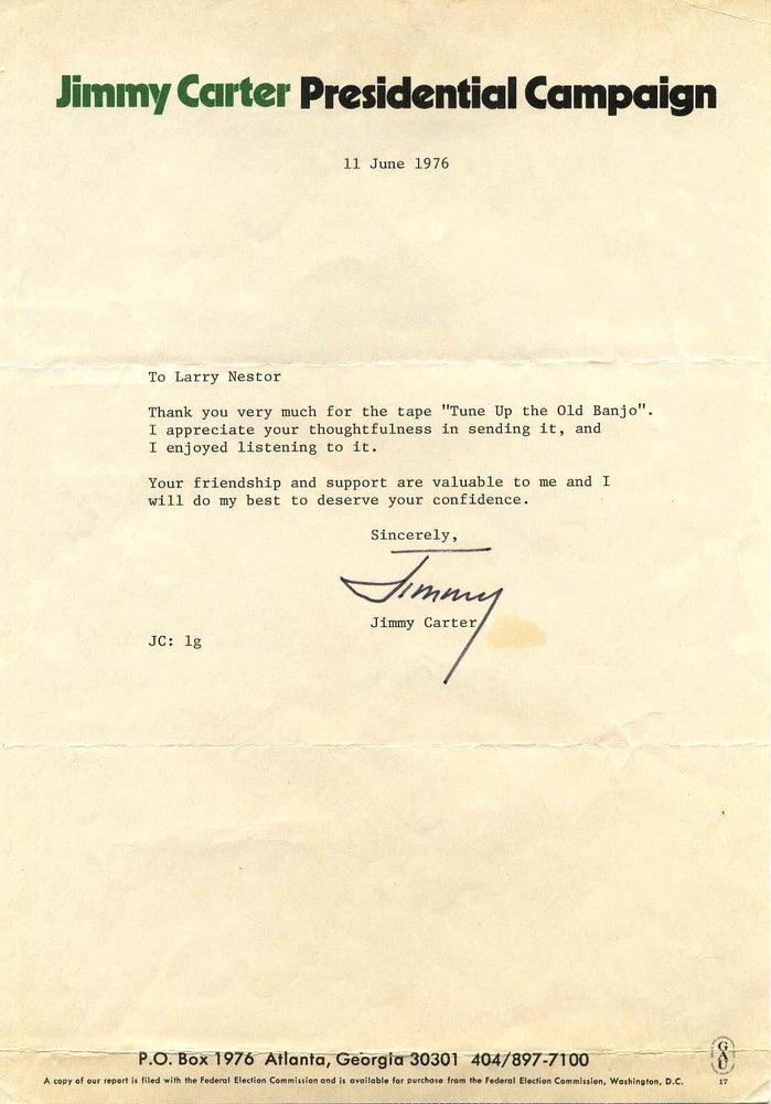 Item #015092 Typed letter signed by Jimmy Carter. Jimmy Carter.