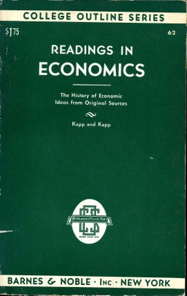 Item #015312 READINGS IN ECONOMICS. K. William Kapp, Lore L. Kapp
