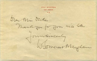 Item #015858 Photograph signed by William Somerset Maugham (1874-1965) and a short letter...