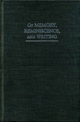 Item #016027 Of Memory, Reminiscence, and Writing: On the Verge. David Farrell Krell