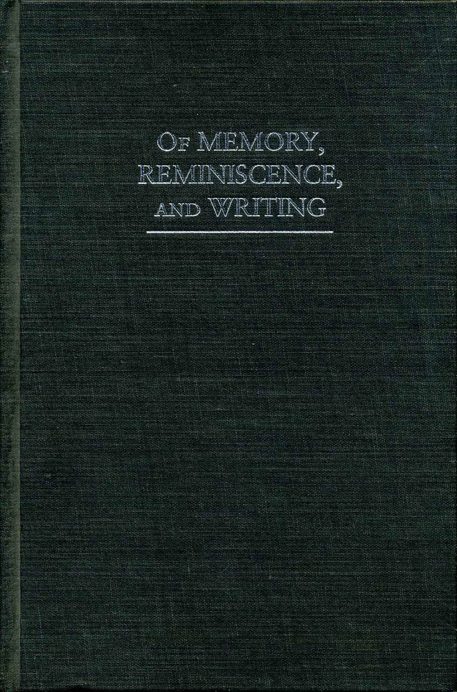 Item #016027 Of Memory, Reminiscence, and Writing: On the Verge. David Farrell Krell.