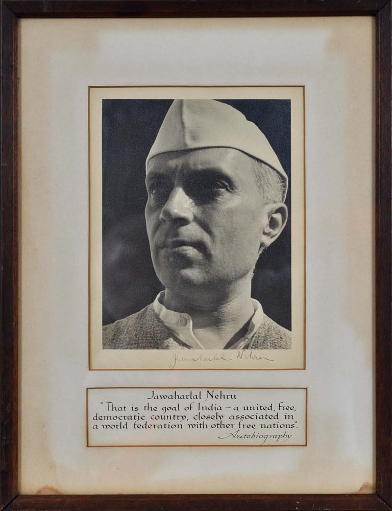 Item #016455 Photograph signed by Jawaharlal Nehru. Jawaharlal Nehru.