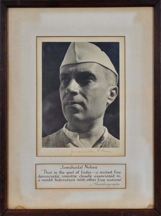 Item #016455 Photograph signed by Jawaharlal Nehru. Jawaharlal Nehru