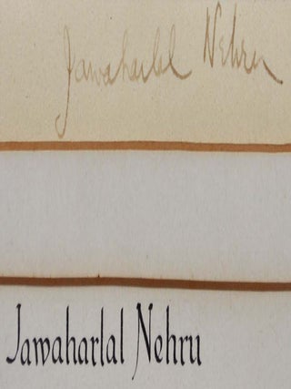 Photograph signed by Jawaharlal Nehru.