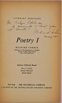 POETRY I [with] POETRY II. Signed and inscribed by Richard Corbin.