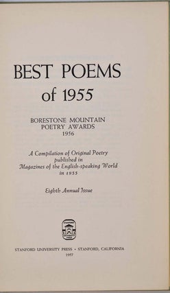 BEST POEMS OF 1955. Borestone Mountain Poetry Awards 1956. A Compilation of Original Poetry published in Magazines of the English-speaking World in 1955.