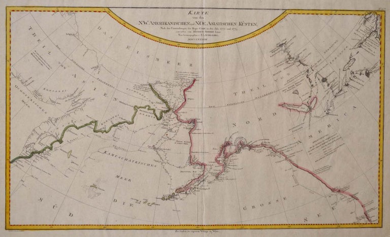 Item #016789 Karte von den N.W. Amerikanischen und N.Oe. Asiatischen Kusten, nach den Untersuchungen des Kapit: Cook in den Jah: 1778 und 1779. entworfen von Heinrich Roberts Lieut. F. A. Schraembl.