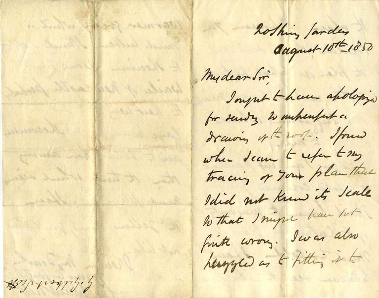 Item #017220 Letter handwritten and signed by architect George Gilbert Scott (1811-1878). George Gilbert Scott.